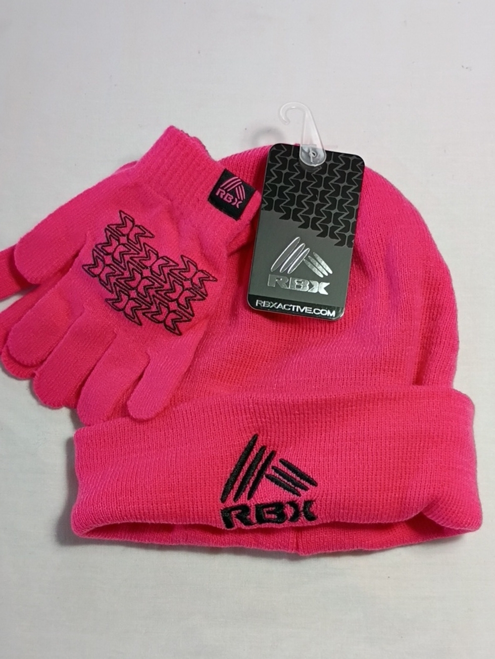 NWT RBX Girls Pink Beanie and Glove Set One Size Winter Outdoor